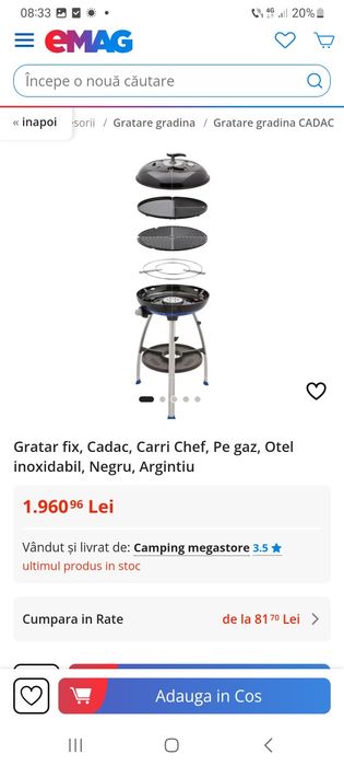 Cadac , gratar , grill,  pe gaz
SPECIFICATII TEHNICE
RECENZII
CADAC Bi