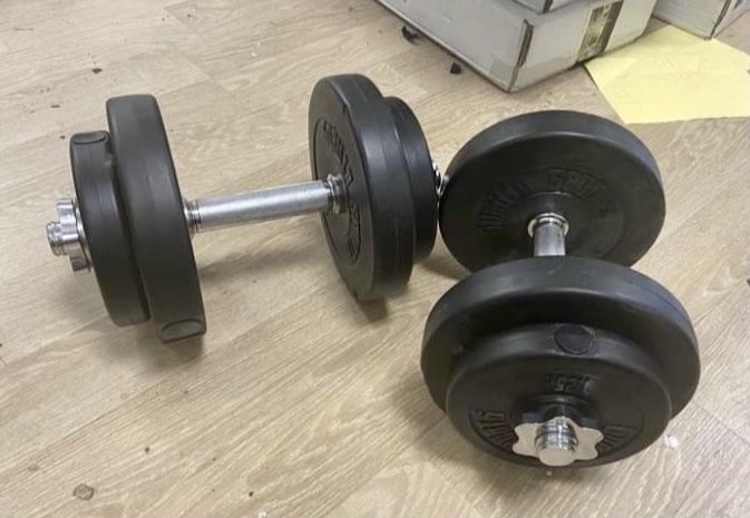 Gantere reglabile noi cu bari otel crom si piulite 20 kg-10+10=20 kg