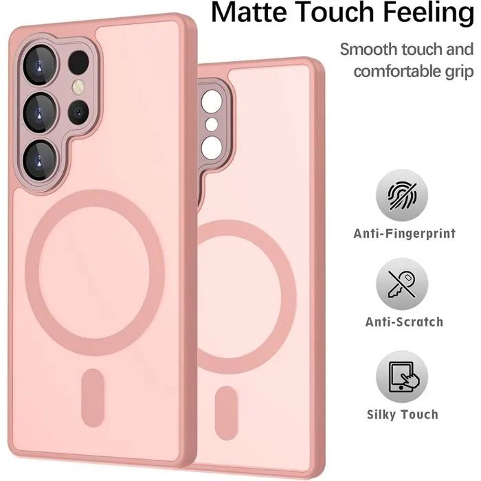 Матов magsafe кейс за samsung galaxy s26 ultra - розов - със защита на