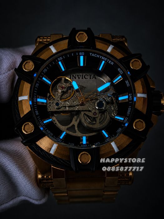 INVICTA Gunmetal Skeleton Gold 52 mm, Инвикта нов мъжки часовник