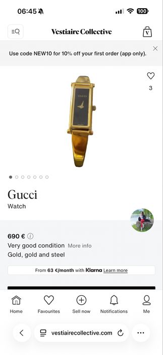 Ceas vintage Gucci Gold Tone Watch | Model 1500L