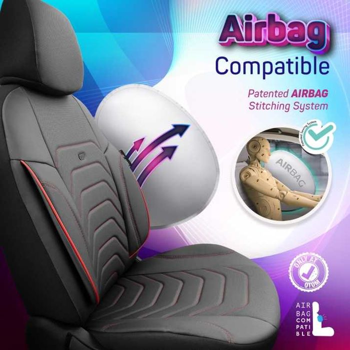 Луксозна тапицерия OTOM Core Design черна с червен шев