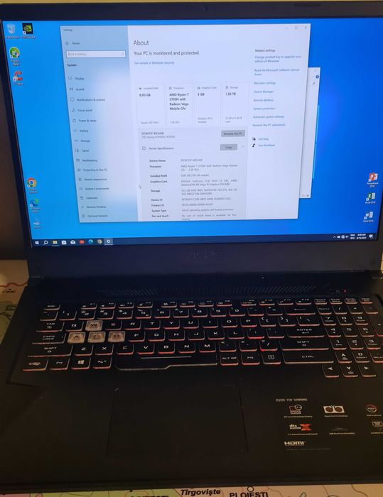 Laptop Asus TUF Gaming FX705DD AMD Ryzen7-3750H/ GTX 1050 3GB