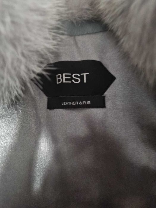 BEST Leather & Fur Haina Blana Vulpe Argintie masura S 100% Originala