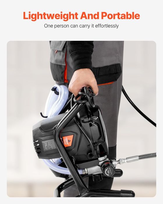 Безвъздушна бояджийска машина Vevor, 750W, 3000 psi, маркуч 15 м