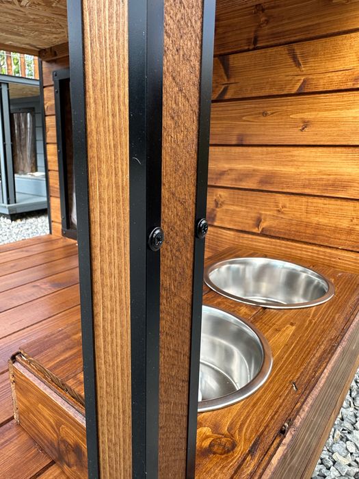 Cușcă pentru câine de lux cu terasă și acoperiș plat/încălzire