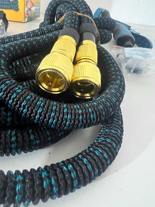 Jsdoin - Furtun extensibil pentru gradina 15 m, cu pistol de stropit si adaptoare