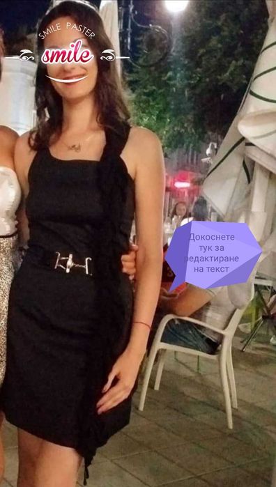 Стилна черна рокля с къдрички, размер М с лека еластичност