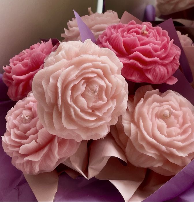 Букет «Пионы» из аромасвечей 7шт