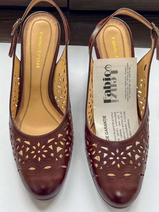 Sandale/Pantofi Fabio Lenzi – Piele Naturală – Maro Cognac – Mărimea