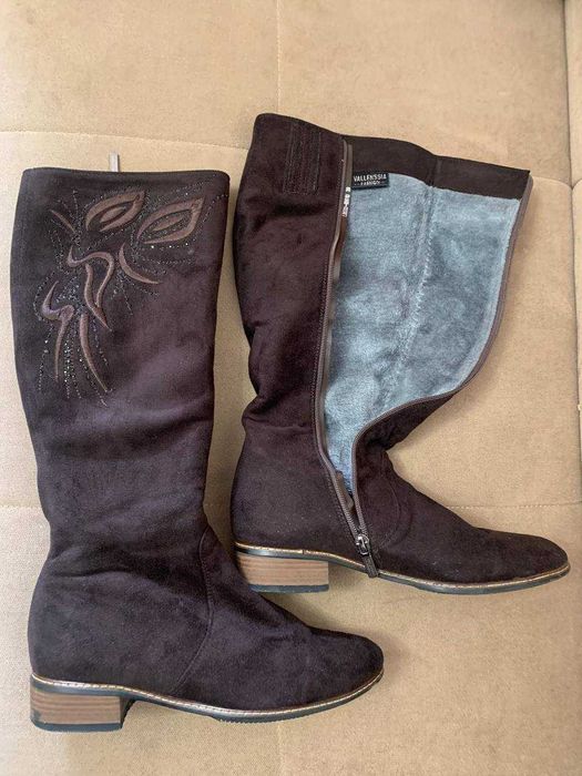 КОричневые замшевые сапоги, р 38