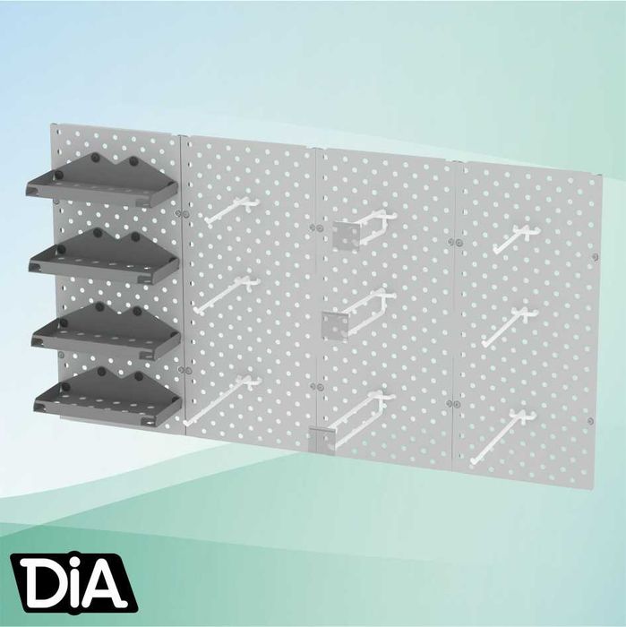 Teshilgan panel, перфопанель, do'konda ilgaklar uchun teshilgan panel