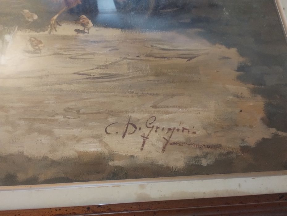 Tablou vechi,semnat,ulei,125/94cm