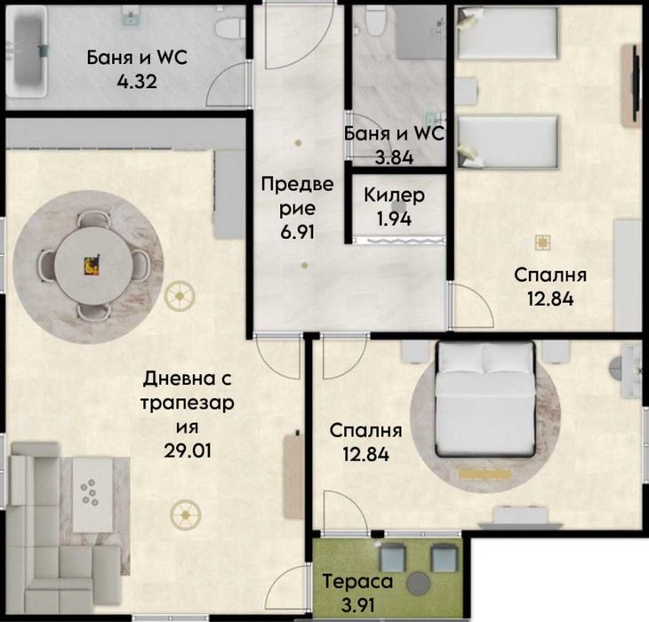 Тристаен апартамент НОВА СГРАДА кв. Тракия