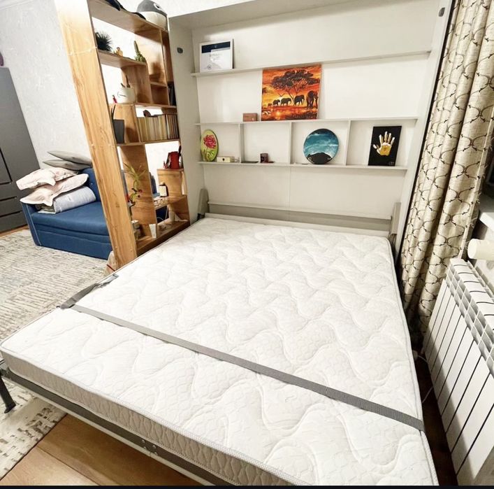 Кровать-шкаф серая