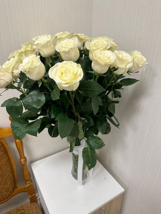 Белые розы свежие
