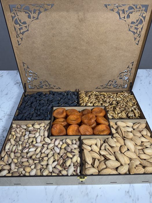 Подарочный набор, сухофрукты, бокс, набор, тарелка, quruq mehalar