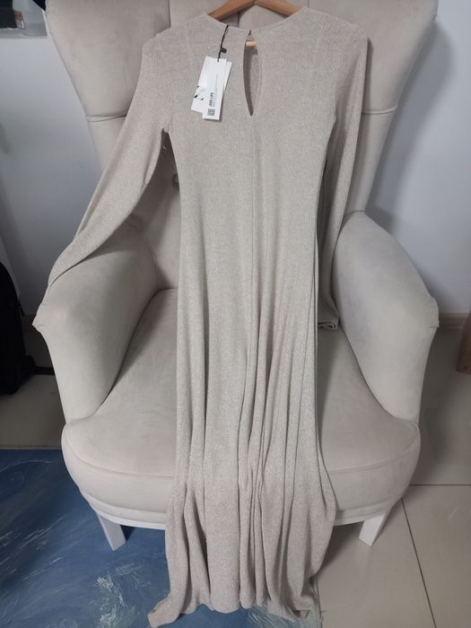 Rochie Zara lunga cu sclipici culoare Champagne mărimea M