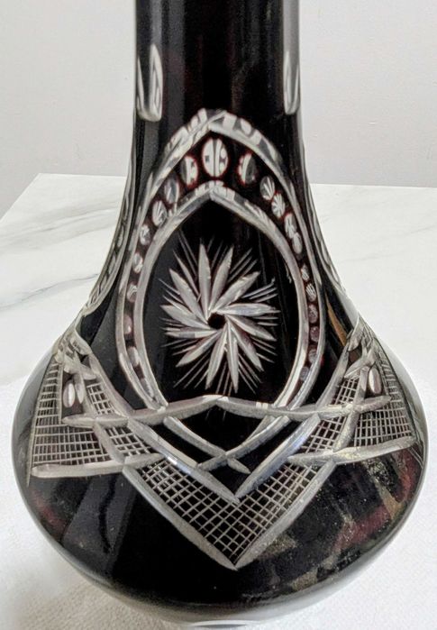 Serviciu cristal rubin Bohemia, BUZĂU PERLA LUX– carafă +cupă+4 pahare