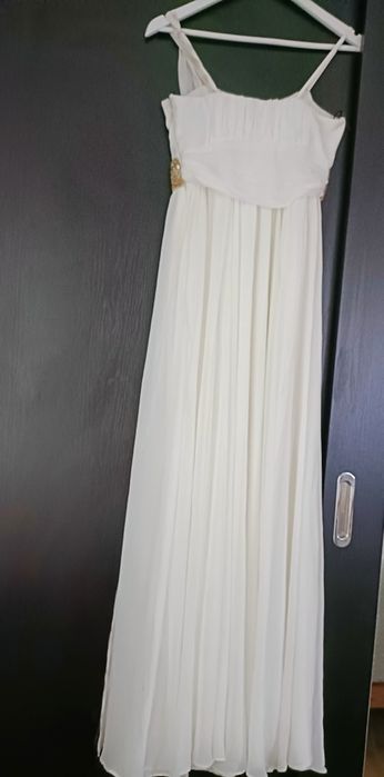 Rochie alba voal ocazie stil roman