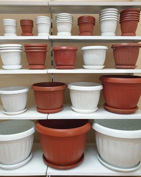 Различни размери пластмасови саксии за цветя с подложка! Кръгла саксия