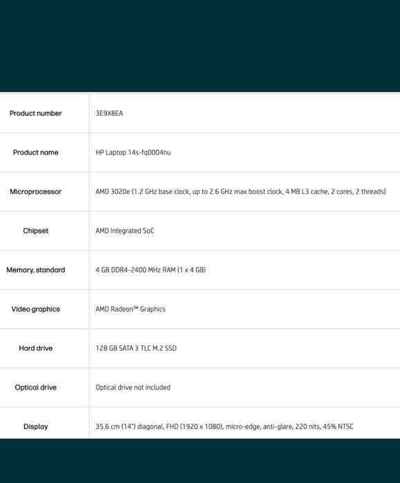Лаптоп HP 14S-FQ0004NU-НОВ