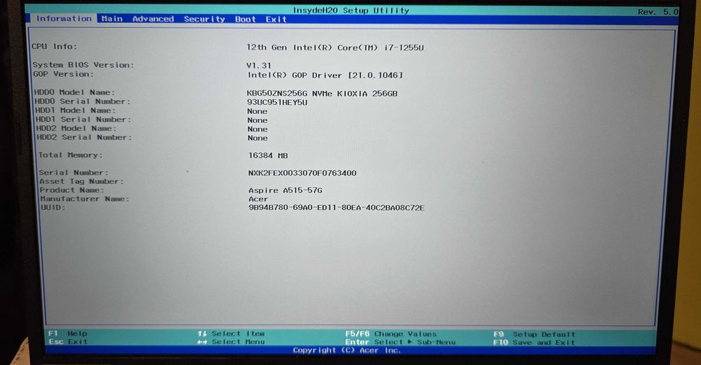 Лаптоп Acer Aspire 5 A515-57G Intel Core i7 - 12th Gen