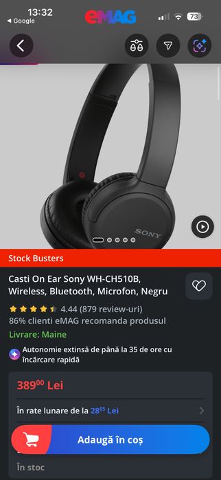 Casti Sony WH-CH510 - noi in cutie