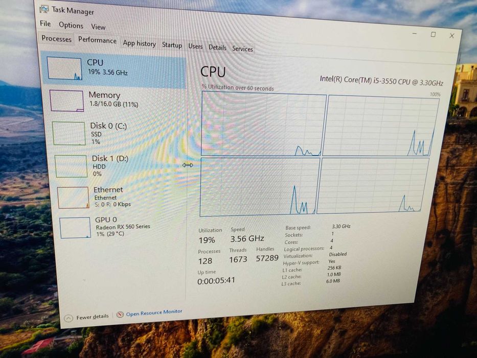 Геймърски Intel I5 3550,RX 560 4GB,16GB RAM,128 SSD+500 HDD
