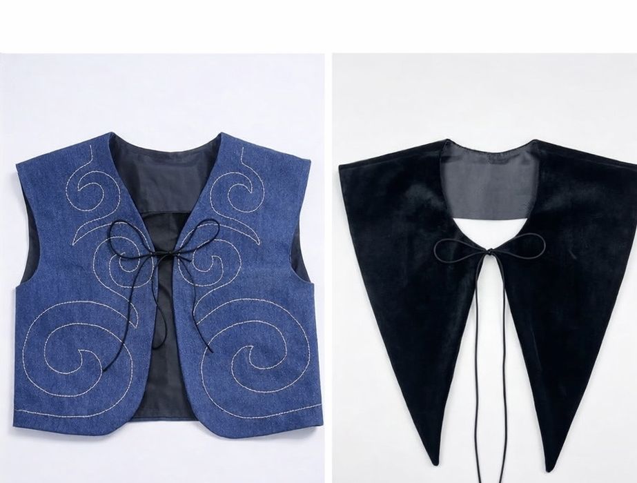 Әдемі этно стильде жаға мен белдемше