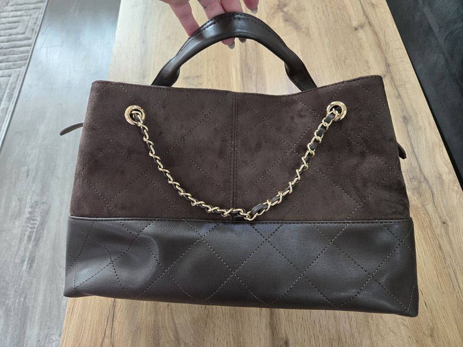 Чанта кожа и велур