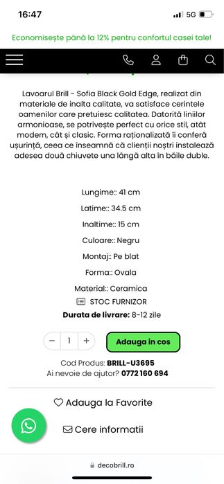 Lavoir negru cu auriu