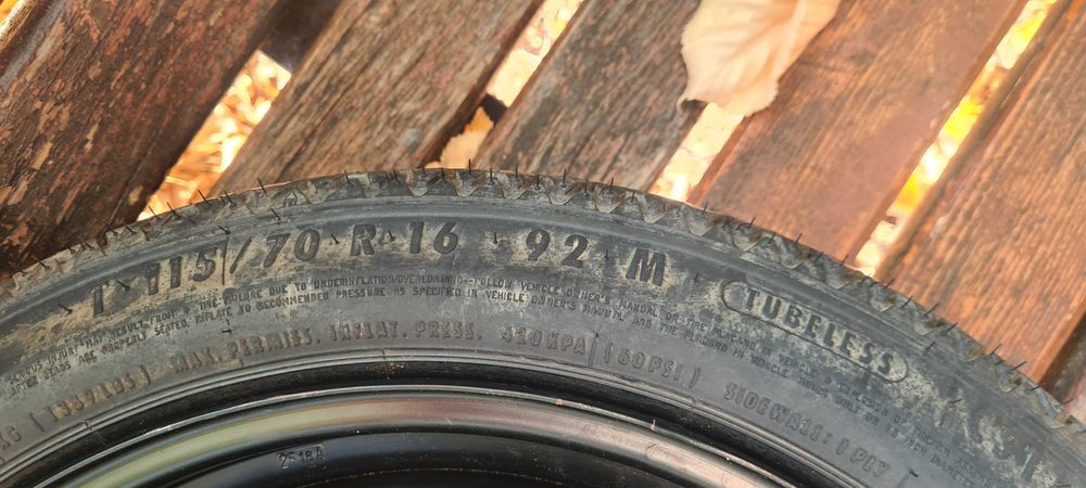 Roata rezerva ingusta slim opel astra j Continental T115 /R16