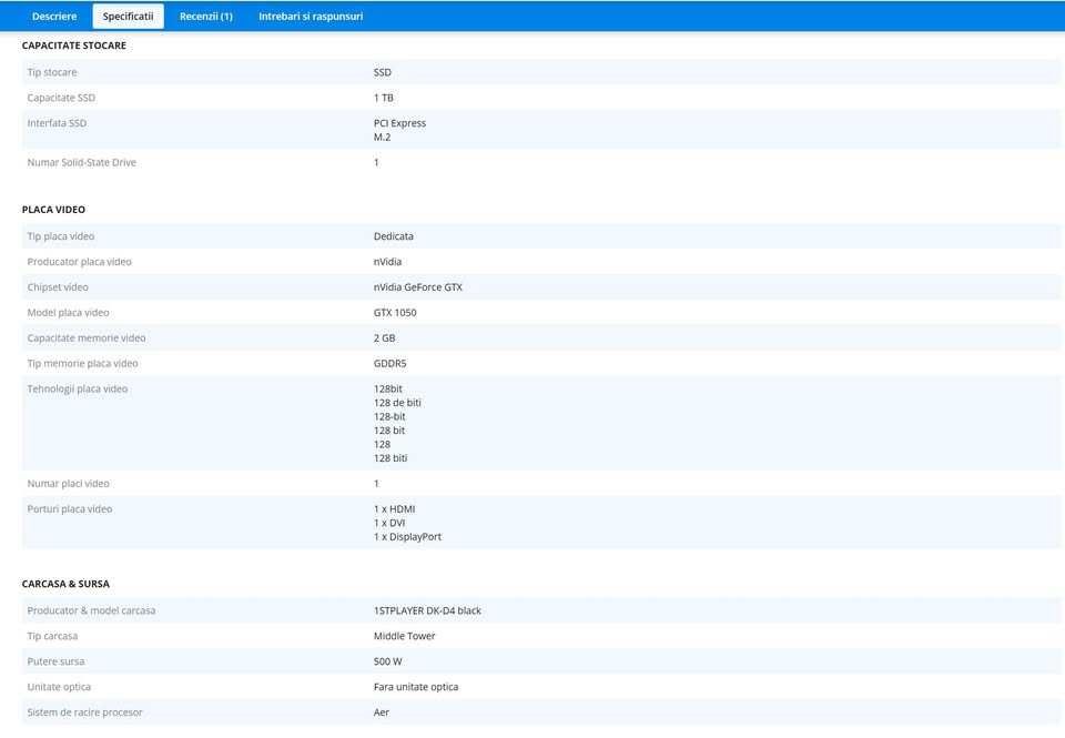 AMD Ryzen 7 5700X pana la 4.6 Ghz, 16 GB ram DDR4-VIDEO 2 SAU 4 GB
