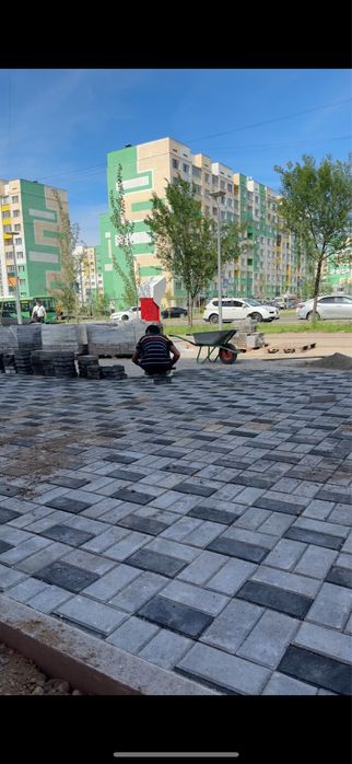 Укладка тротуарной плитки, брусчатки, асфальта