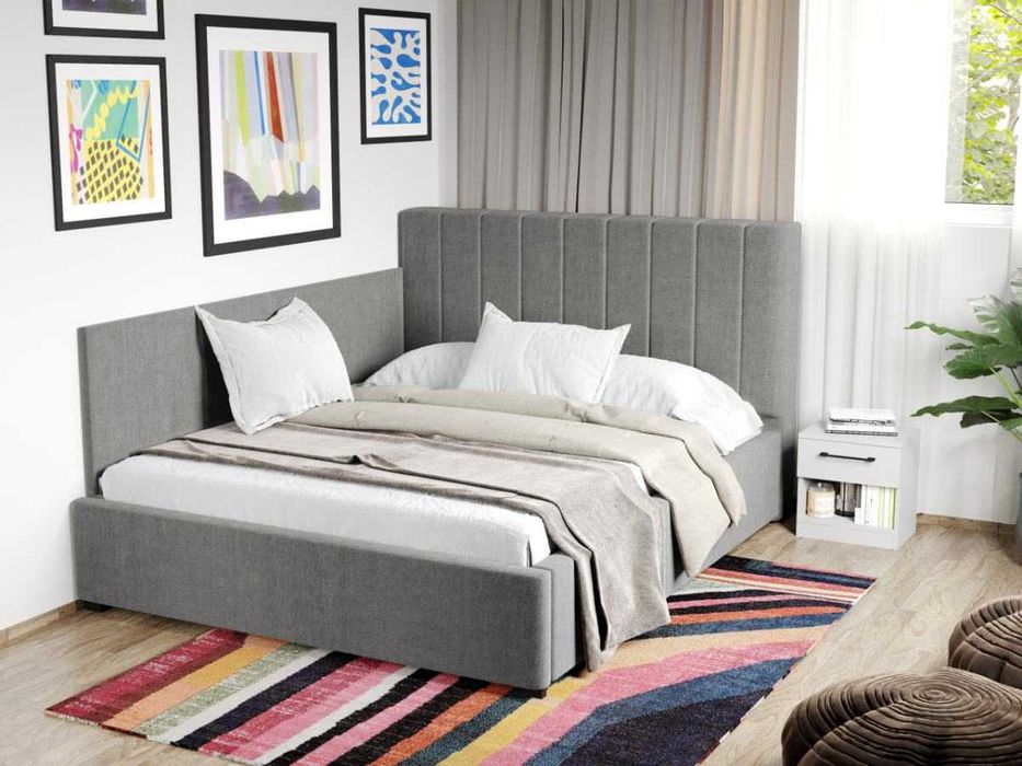 Pat Tapitat de colt Adam Gri Falcone 21 somiera rabatabila si lada