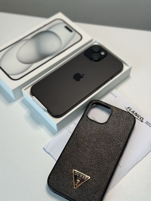 iPhone 15 Black 128 GB full box 95% + husa Guess / Factura / Garantie !