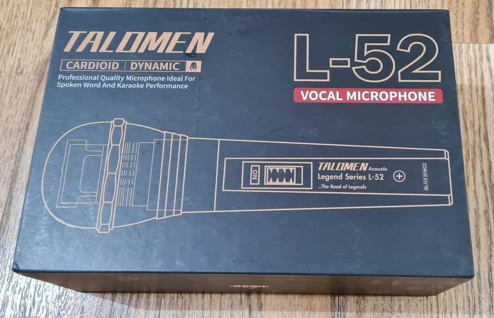 Професионален жичен динамичен микрофон Talomen, кардиоиден – L52 черен