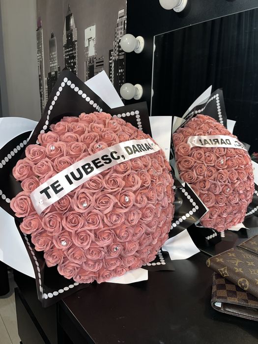 buchete trandafiri sapun buchet cadou personalizat rosu roz sclipici