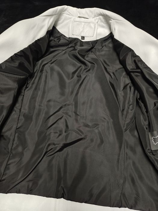 Jacheta, geaca piele naturala, alb, noua