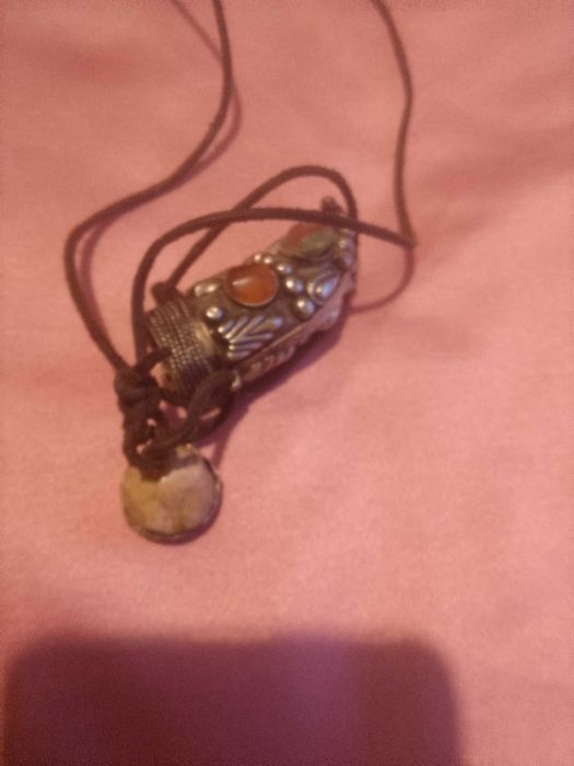 Медальон бутилка метал с ахат