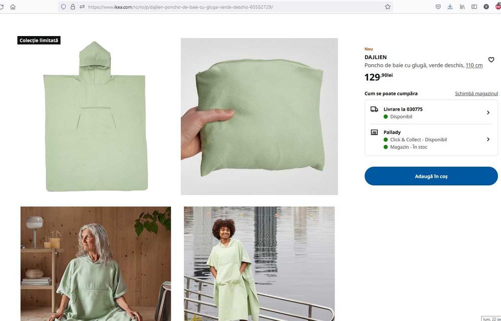 Poncho de baie cu glugă, verde deschis DAJLIEN, IKEA