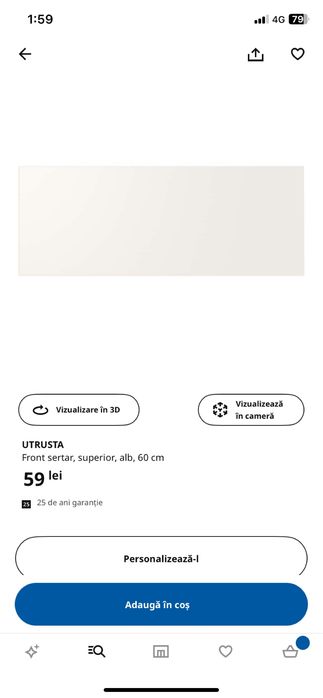 Front sertar Maximera superior alb Utrusta Ikea pentru bucatarie Metod
