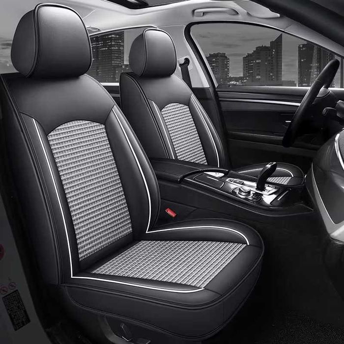 Луксозна универсална автомобилна тапицерия кожа + текстил - различни цветове