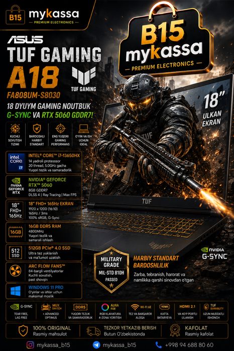 ASUS TUF GAMING A18 FA808UM-S8030 • Dastavka • New
