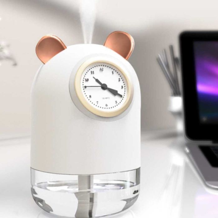Арома дифузер с LED светлина и дигитален часовник – 300ml USB овлажнител