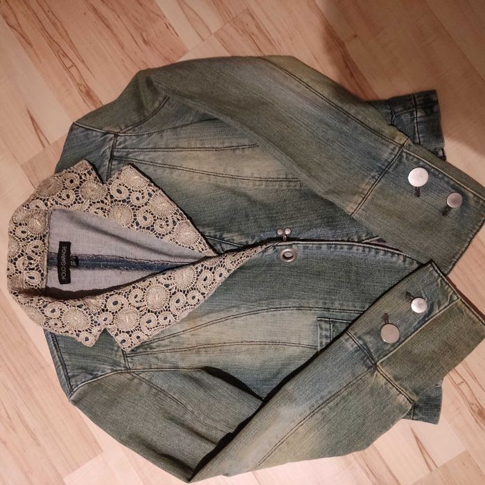 Jacheta Denim cu guler brodat