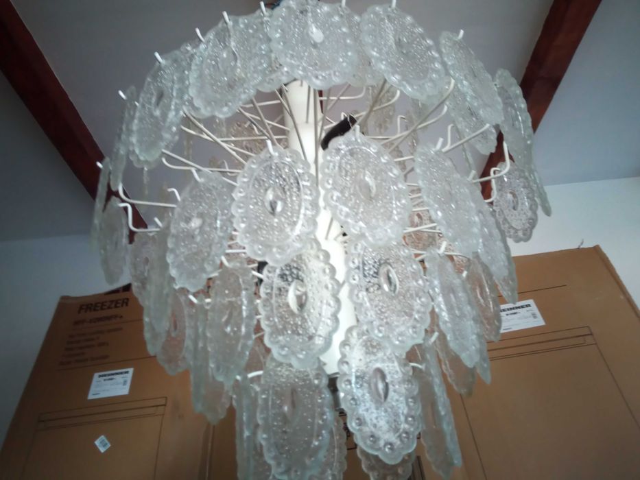 Lustra mare 75cm H / 55cm L , alb-transparent