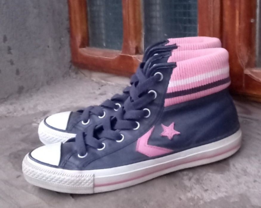 Converse damă din piele naturala moale si tricot