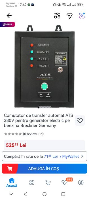 Cutie comutator automat ptr generatoare ATS